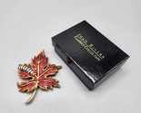 Joan Rivers Pave Red Crystal Maple Leaf Caterpillar Brooch Classics Coll... - $58.04