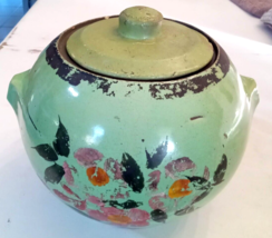 Early McCoy Pottery Crock Floral Cold Paint Cookie Jar 7&quot; tall RARE VTG ... - £27.54 GBP