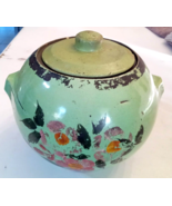 Early McCoy Pottery Crock Floral Cold Paint Cookie Jar 7&quot; tall RARE VTG ... - £27.18 GBP