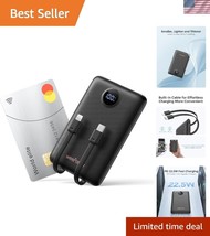 Slim 10000mAh Power Bank with Built-In Cables - Fast Charge Your Devices - $36.00