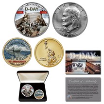 WWII D-DAY 80th Anniversary US IKE Dollar &amp; $1 Higgins Boat 2-Coin Set w/ BOX - £18.28 GBP