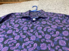 Paul Fredrick Button Up Shirt Blue Purple 17 1/2 34-35 100% Cotton Long ... - $17.81