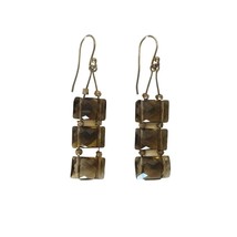 Vintage Faceted Triple Smoky Quartz Dangle Earrings Sterling Silver 925 ... - $47.49