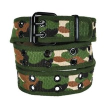 Camouflage Belt Double Row Grommet 2 Hole Canvas Web Stud Military Camo - $9.95