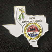 AMVETS Texas State Shape from 2008 in Orlando Florida Pin Metal Enamel Cowboy - £7.84 GBP