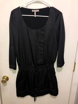 BCBGeneration Women&#39;s Drawstring Dress Black SZ XS Snap Roll Tab Sleeve - £11.79 GBP