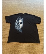Vintage Wolf Shirt Men’s XXL Half Face 90s Y2k Black Short Sleeve Glowin... - $27.08 CAD