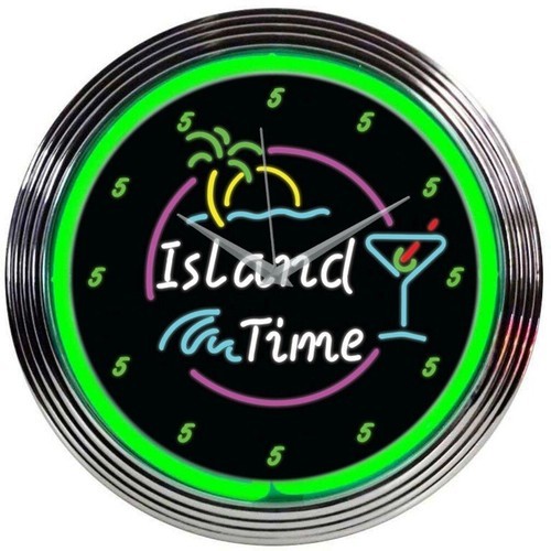 Island Time 15 Inches Neon Clock Neonetics 8ITIME - £64.50 GBP