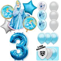 Cinderella Deluxe Balloon Bouquet - Blue Number 3 - $32.99