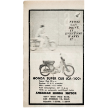 1960 Honda Super Cub CA-100 Motorcycle Advertisement Transportation Vtg ... - $365.67 MXN