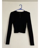 Forever 21 Women’s Long Sleeve Sweater Crop Button Neck Cotton Blend Medium - $326.80 MXN