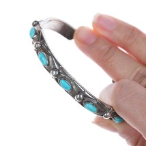 6.5&quot; c1930&#39;s Navajo silver and turquoise cuff bracelet - £1,008.98 GBP