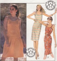 Vtg 80S Misses Summer Stretch Knit Tied Spaghetti Strap Dress Sew Pattern 8-14 - £9.58 GBP
