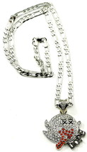 DOPE Ghost Boo New Rhinestone Pendant Necklace with 24 Inch Figaro Style... - £14.69 GBP