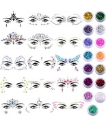 15 Sheets Face Jewels Crystal Stickers Mermaid Face Gems Jewel Sticker w... - £24.55 GBP