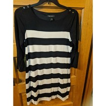 White House Black Market Dress Size M Medium Black Tan Striped Long Sleeves - £19.66 GBP