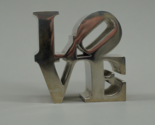 Vtg. 70&#39;s Robert Indiana LOVE Sculpture Paperweight Aluminum 3&quot; x 3&quot; MCM - £129.21 GBP