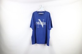Vintage 90s Nautica Mens XL Faded Spell Out Big Logo Sailing T-Shirt Blue USA - £35.16 GBP