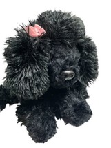 Aurora Plush Black Poodle Dog Stuffed Animal Comfort Toy Pink Ribbon World - £6.72 GBP
