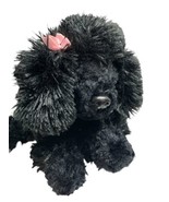 Aurora Plush Black Poodle Dog Stuffed Animal Comfort Toy Pink Ribbon World - $11.68 CAD