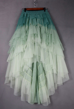 Green High-low Tiered Tulle Skirt Outfit Womens Plus Size Holiday Tulle Skirt image 10
