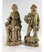 Vintage Figurine Set - Old Country Couple With Pig - Pair #55 . 10&quot; Tall - £14.64 GBP