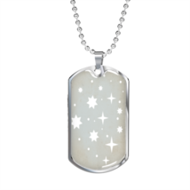 Celestial Stars Light Blue Necklace Stainless Steel or 18k Gold Dog Tag 24" Cha - £37.92 GBP+