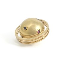 Vintage 1960&#39;s Sapphire Spinning Ball Orb Charm Pendant 14K Yellow Gold ... - £1,558.21 GBP