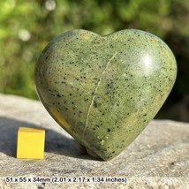 Green Serpentine Puff Heart - Genuine Spiritual Healing Crystal Mineral Stone - $36.46