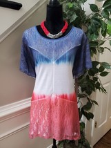 One World Womens Multicolor Polyester Round Neck Short Sleeve Top Blouse Size XL - £22.45 GBP