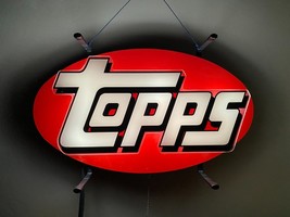Topps Trading Cards Neon Light Up Store Display Advertising Sign 2 Sided... - £376.73 GBP