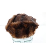 Vintage 40s 50s Streetwear Genuine Fur Pillbox Hat Cap Brown Womens Size... - $89.05