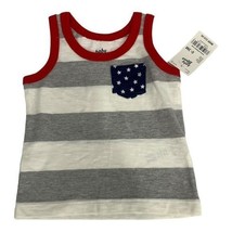 Baby BGosh 0-3M Striped Tank Top With Star Pocket Gray/White/Red Cotton ... - $7.70
