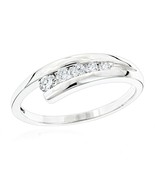 0.47CT Redondo Canal Conjunto Diamante Bypass Anillo de Boda 14K Oro Bla... - $1,217.01 MXN