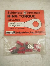 SOLDERLESS TERMINALS- RING TONGUE INSULATED- WIRE: 22-18- SCREW:#6- NEW-... - $3.62