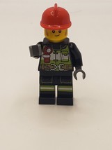 CITY LEGO Minifigure Fire Fighter Fireman Red Helmet Minifigure C0432 - $3.55