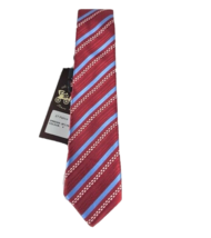 St. Patrick Men&#39;s Skinny Tie Red White Light Blue Striped Microfiber 2.25&quot; Wide - £14.46 GBP
