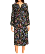 New Calvin Klein Women&#39;s Long Sleeve Belted Floral Chiffon Midi Dress Bl... - $121.01 CAD
