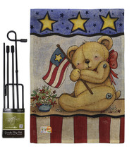 Pat Bear Burlap - Impressions Decorative Metal Garden Pole Flag Set GS111006-DB - £27.15 GBP