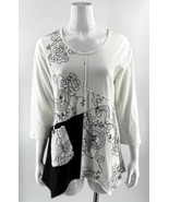 Parsley &amp; Sage Black White Womens Embroidered Tunic Top Sz Medium Sharkb... - $752.67 MXN