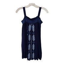Cupio Women’s Size S Navy Blue Embroidered Long Sleeve Boho Peasant Top - $20.70