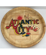 vintage Atlantic city travel souvenir bamboo serving tray with bold grap... - $19.75