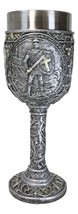 Medieval Templar Crusader Knight Suit of Armor On Guard Wine Goblet Chalice - $23.99