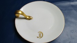 Antique Monogramed &quot;D&quot; German Vanity Dish Gold Handle 6&quot; - £23.74 GBP