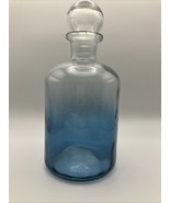 Blue Ombré Glass Bottle Decanter with Glass Ball Stopper 9” - $24.37 CAD