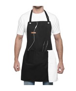 Chef Apron, 100% Polyester, Adjustable, Professional Grade, Kitchen, Black - £12.67 GBP