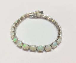 Silver Opal Bracelet High Quality Ethiopian Opal Bracelet 15 Ct - £119.01 GBP