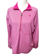Kate Lord Pink and White Striped Long Sleeve 1/4 Zip Pullover Size L - $14.24