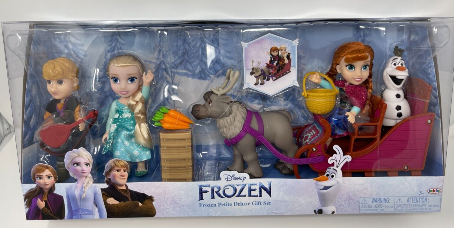 Disney Frozen Deluxe Petite Doll Gift Set Anna Elsa Kristoff Sven Olaf 6 Inches Tall