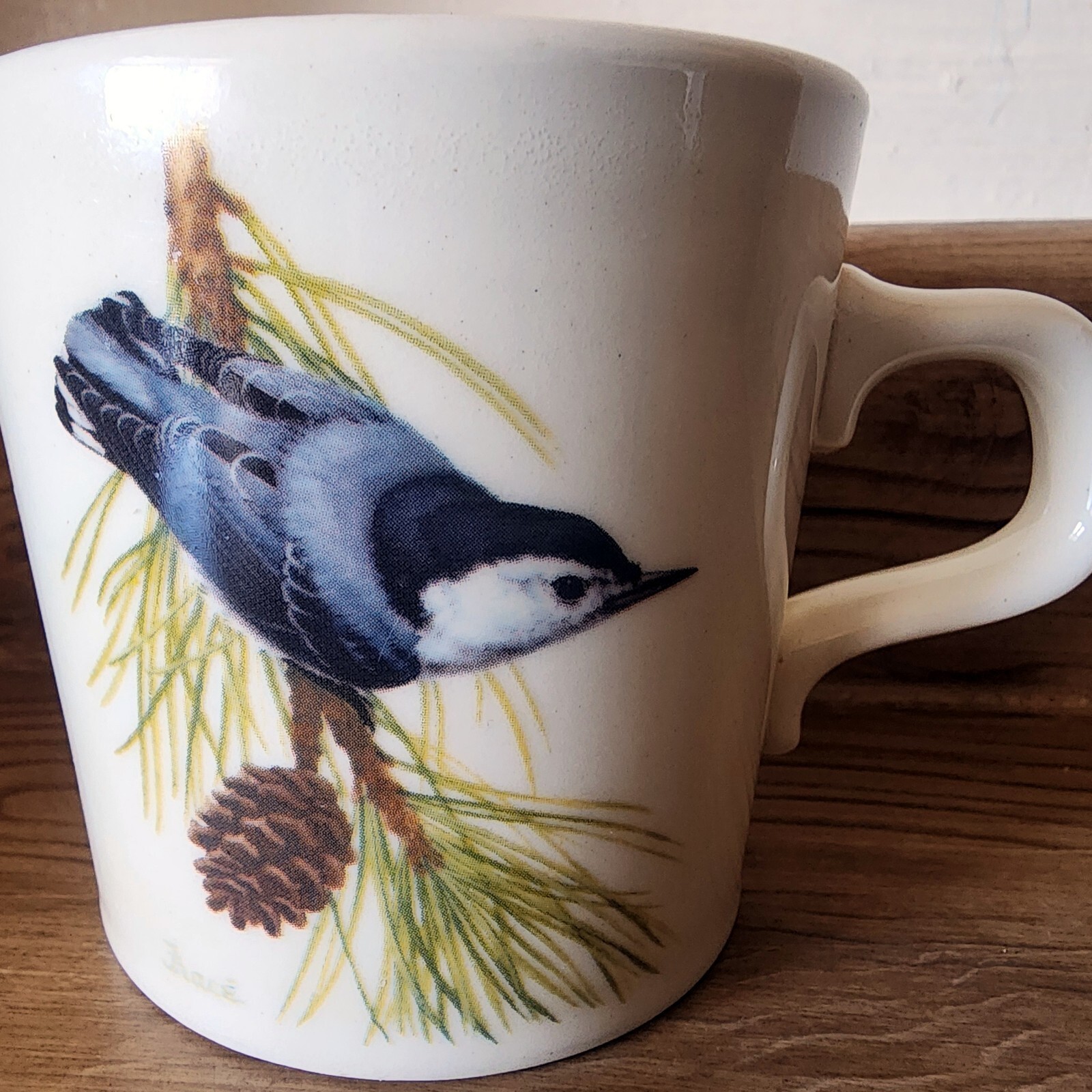 NATIONAL WILDLIFE FEDERATION Songbird Mug White Breasted Nuthatch PLEASE... - $9.49
